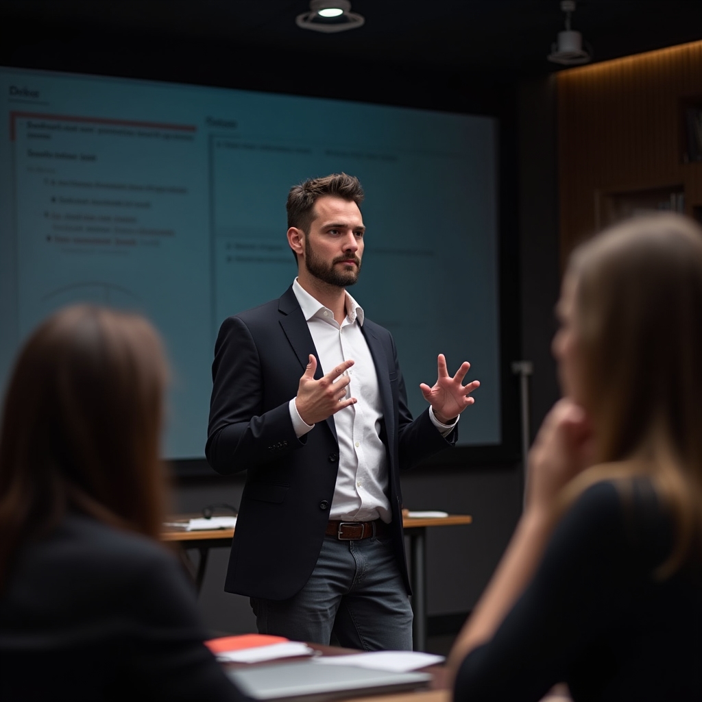 Instructor prezentând tehnici de mindfulness online
